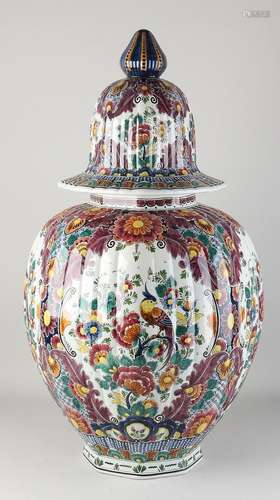 Capital Delft vase with lid, H 77 cm.