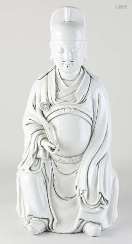 Chinese blanc de Chine statue, H 50.5 cm.