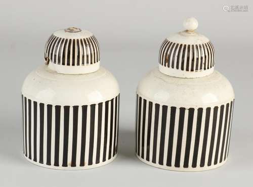 Two English tea canisters