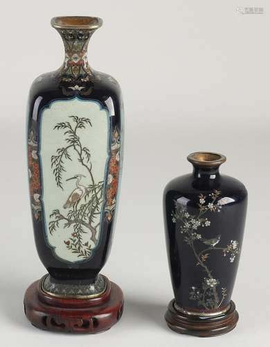 Two Japanese cloissoné vases