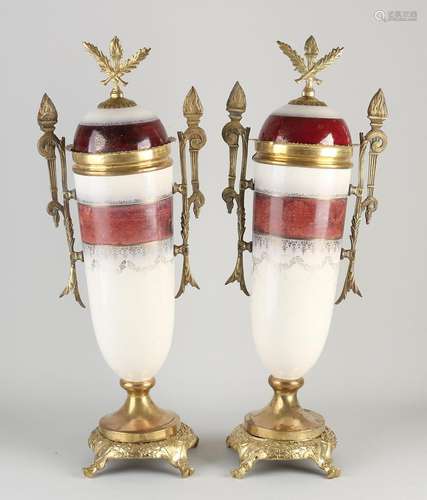 Two French goblet vases, H 55 cm.