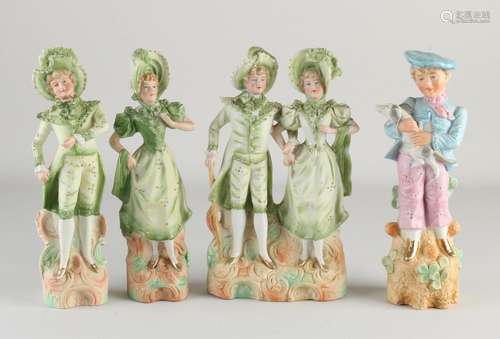 Four bisquit porcelain figures