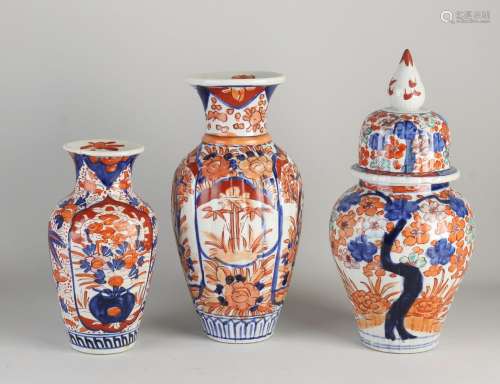 Three antique Imari vases