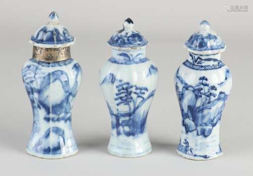 Three Chinese miniature lidded vases