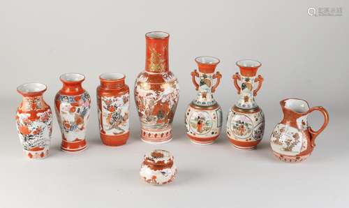 Eight parts antique Japanese Kutani porcelain