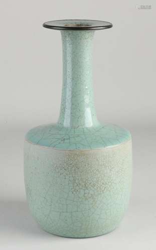 Chinese celadon pipe vase, H 24 cm.