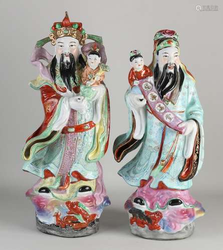 Two Chinese sculptures, H 44 - 47 cm.