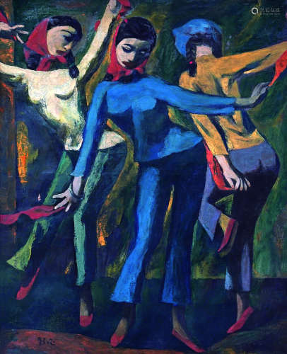 费正（b.1938） 秧歌 镜心（片） 布面油画
