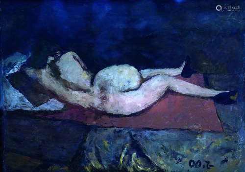 费正（b.1938） 侧卧人体 镜心（片） 板上油画