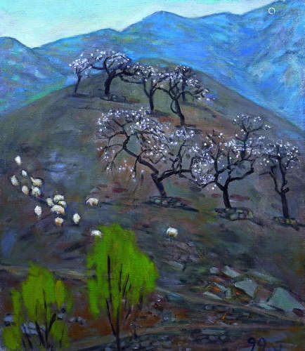 费正（b.1938） 黄峪的春天 镜心（片） 布面油画