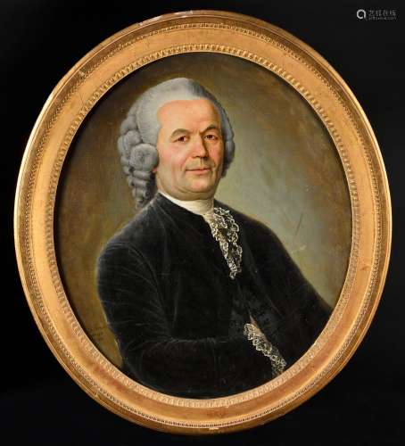 DE L’HOSPITAL*** ECOLE FRANÇAISE 1784 Portrait d’homme au ja...