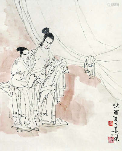 杨善深（1913～2004） 人物 立轴 水墨纸本