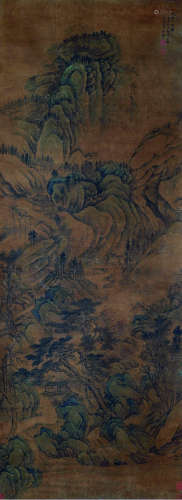 樊圻（1616～1694） 秋林夕照图 立轴 设色绢本