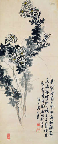 陈半丁（1876～1970） 菊花 立轴 设色绢本