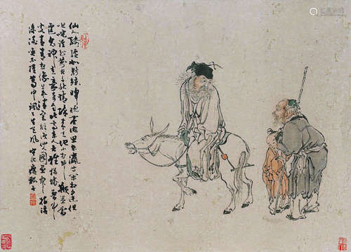 黄慎（1687～1772） 人物 镜心（片） 设色纸本