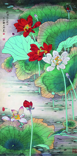 郑大干（b.1953） 荷花 镜心（片） 设色纸本