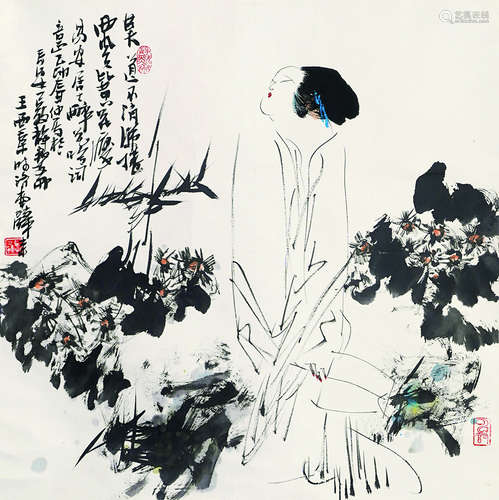 王西京（b.1946） 人物 立轴 设色纸本