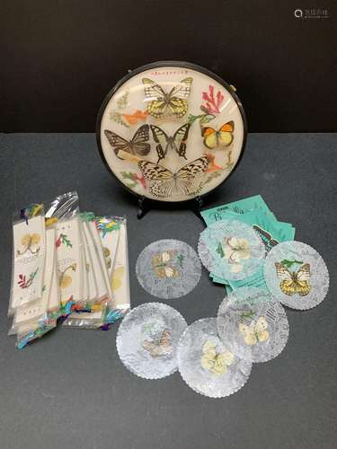 Lot of Butterfly coasters, bookmarks, and display picture - ...