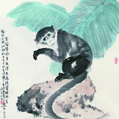 曹俊义（b.1951） 猴 镜心（片） 设色纸本