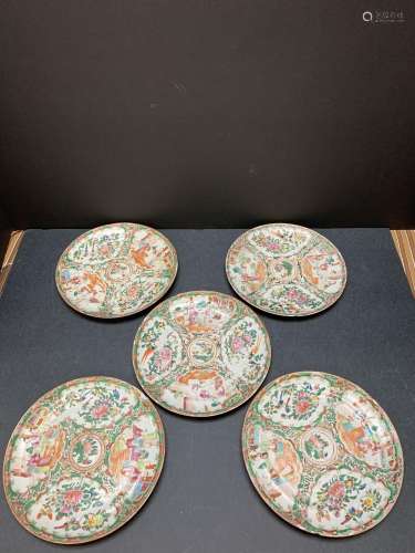 Lot of 5 Chinese Rose Medallion plate - AS IS