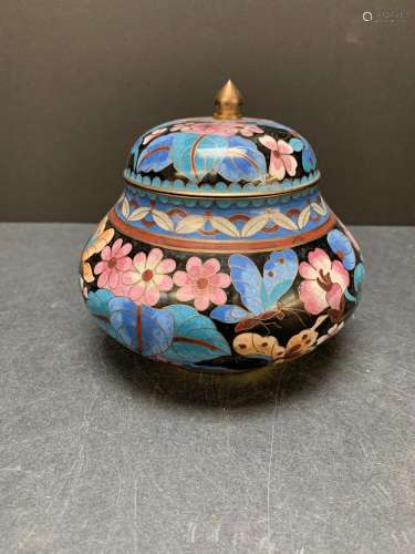 Cloisonne jar with cover - AS IS