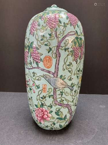Chinese porcelain vase- grapes - AS IS