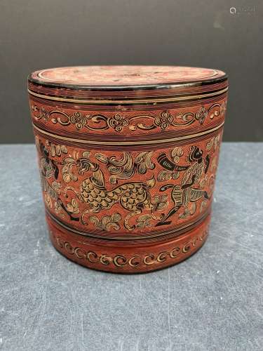 Vintage Asian Lacquered stacking box - AS IS