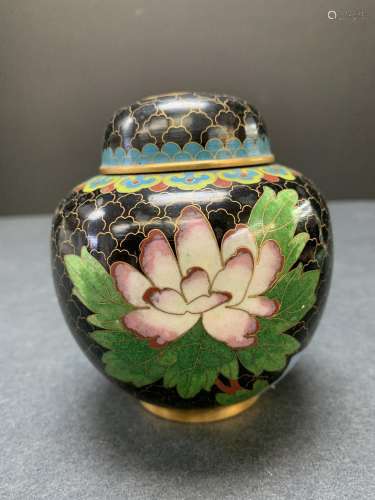 Small cloisonne jar with cover - AS IS
