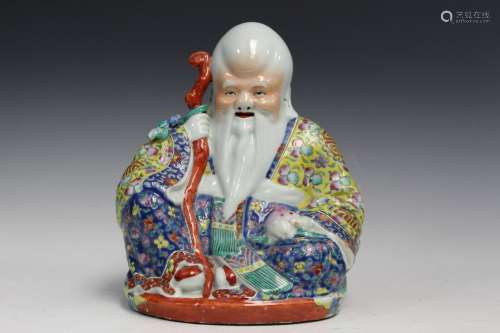 Chinese Famille Rose Porcelain Laughing Buddha Statue