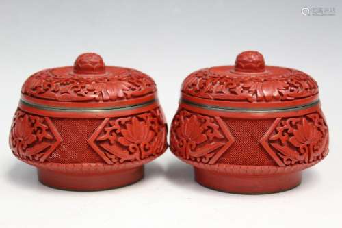 Pair of Chinese Cinnabar Boxes