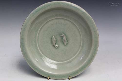 Celadon Glaze Double-fish Porcelain Plate