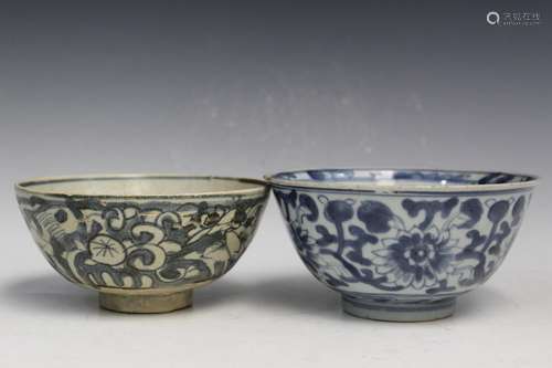 Two Chinese Blue and White Porcelain Bowls