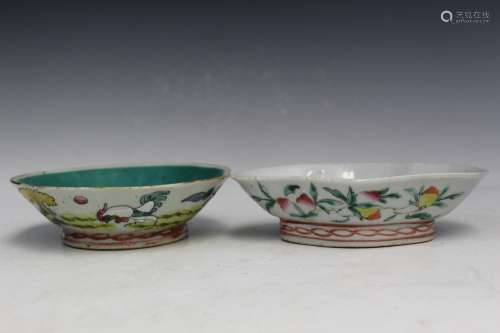 Two Chinese Famille Rose Porcelain Dishes