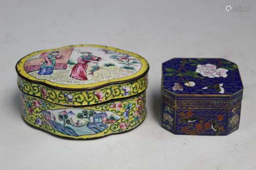 Chinese Enamel Box and Cloisonne Box