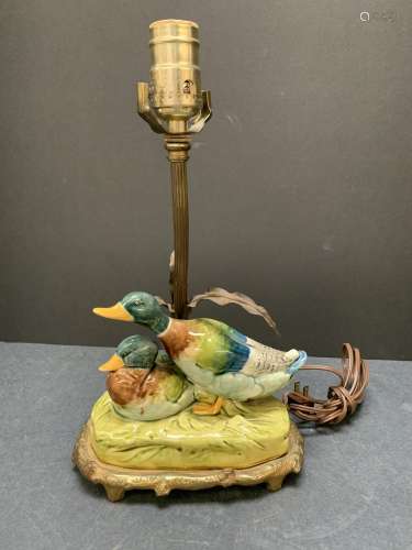 Glazed lamp with ducks - AS IS