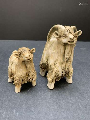 Pair of Courtmacsherry Ceramics Hand made in Ireland Goats -...