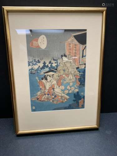 Framed Japanese woodblock print by Utagawa Kunisada " K...
