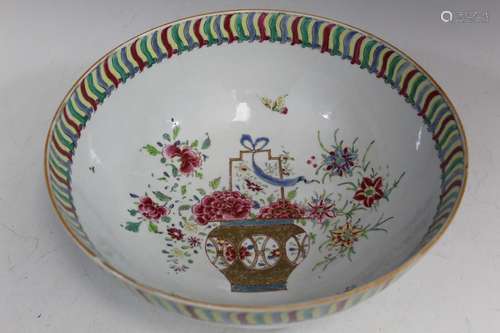 Chinese Export Style Porcelain Punch Bowl