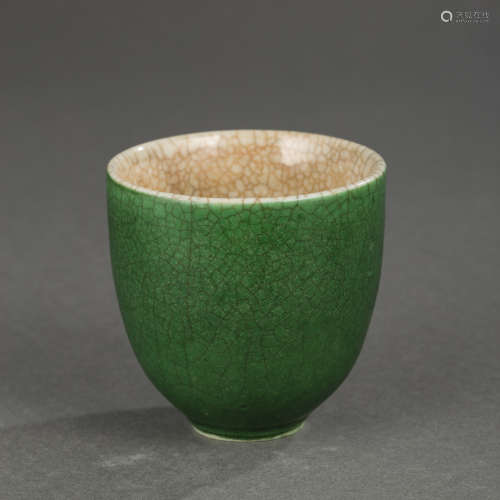 清中期 绿哥釉品香杯