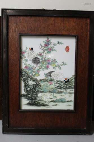 Chinese Famille Rose Porcelain Plaque