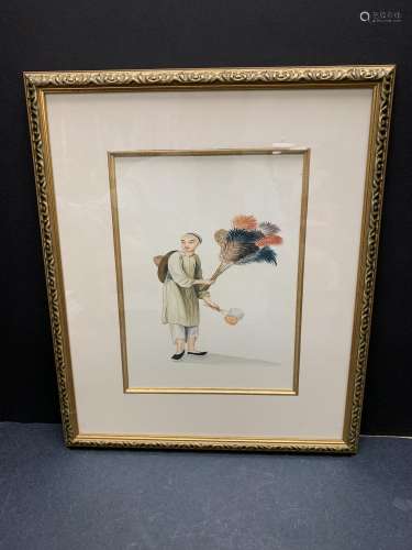 Framed watercolor of a man - AS IS