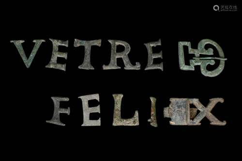 A ROMAN SET OF SILVER MILITARY BELT LETTERS FOR SAYING FELIX...