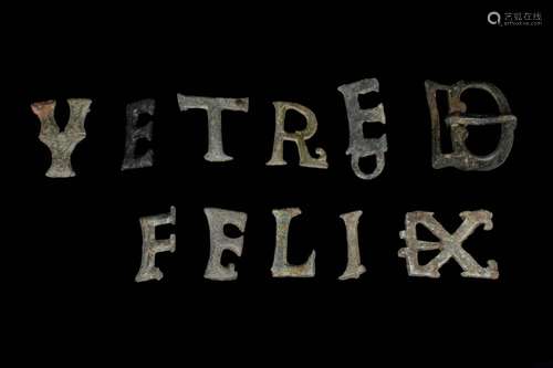 A ROMAN SET OF SILVER MILITARY BELT LETTERS FOR SAYING FELIX...