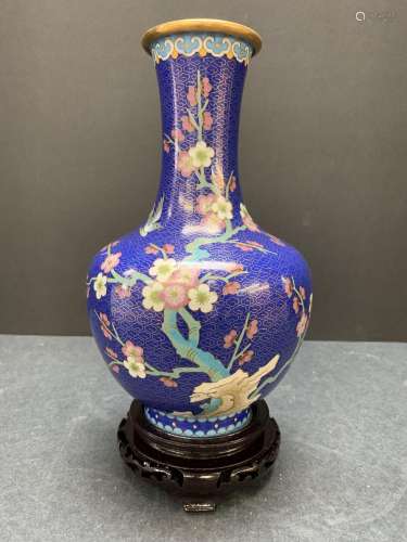 Cloisonne vase with stand- AS IS