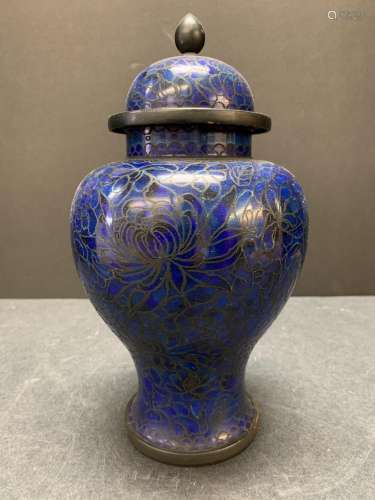 Cloisonne vase with cover - AS IS