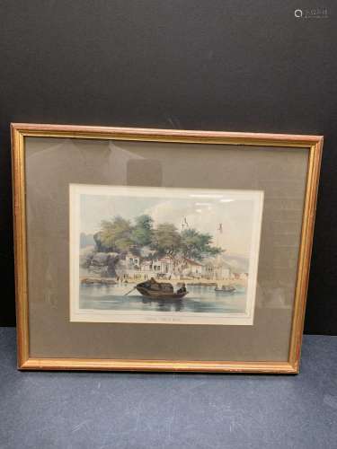 Framed hand colored engraving of Chinese Temple Macao - AS I...