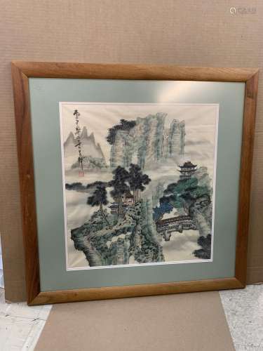 Framed watercolor- landscape - AS IS