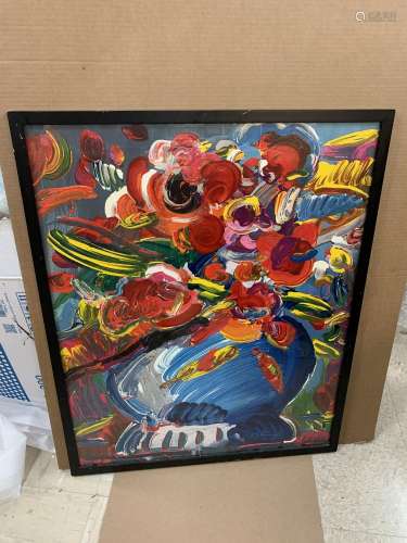 Framed Peter Max serigraph print- flower - AS IS