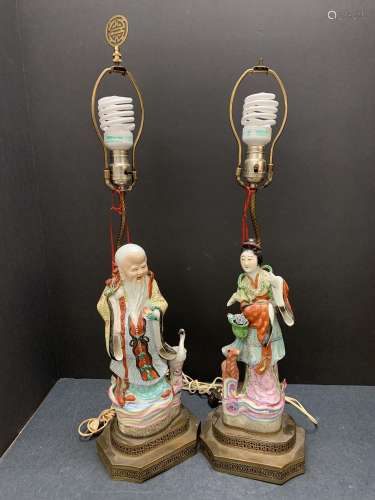 Set of Two Chinese porcelain lamps - AS IS