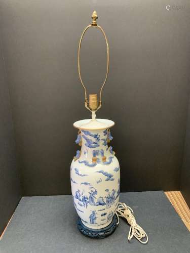 Chinese Blue and White Porcelain Lamp - AS IS